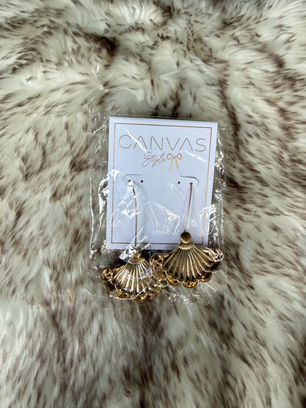 Canvas Gold Plated Fan Drop Earrings